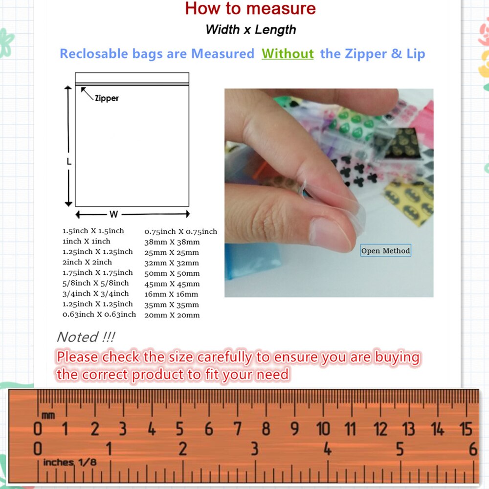 Small Zipped Lock Reclosable Plastic Zip Lock Bags (4Patterns 24Sizes Selects) #H14