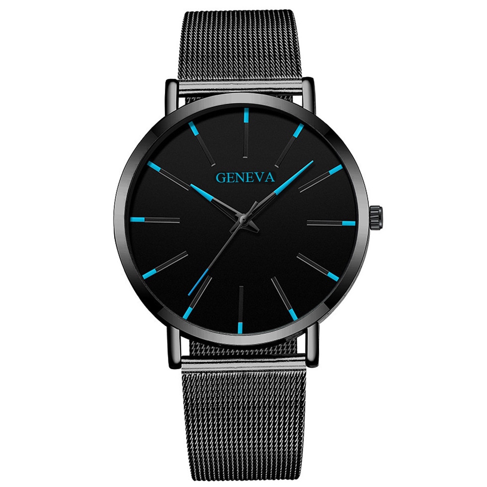 Minimalistiske herre ultra tynde ure simple herre business rustfrit stål mesh bælte kvarts ur relogio masculino