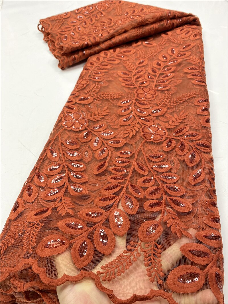 African Net Lace Fabric Heavy Sequines Lace French Mesh Lace Fabric For Wedding Party Dress Sewing YA3812B-1