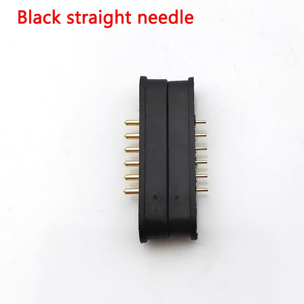 1set 6Pin Magnetic Pogo Pin Connector 6 Positions Pitch 2.2mm Spring Loaded Header Contact for Charge Data Transfer cable Probe: Black straight