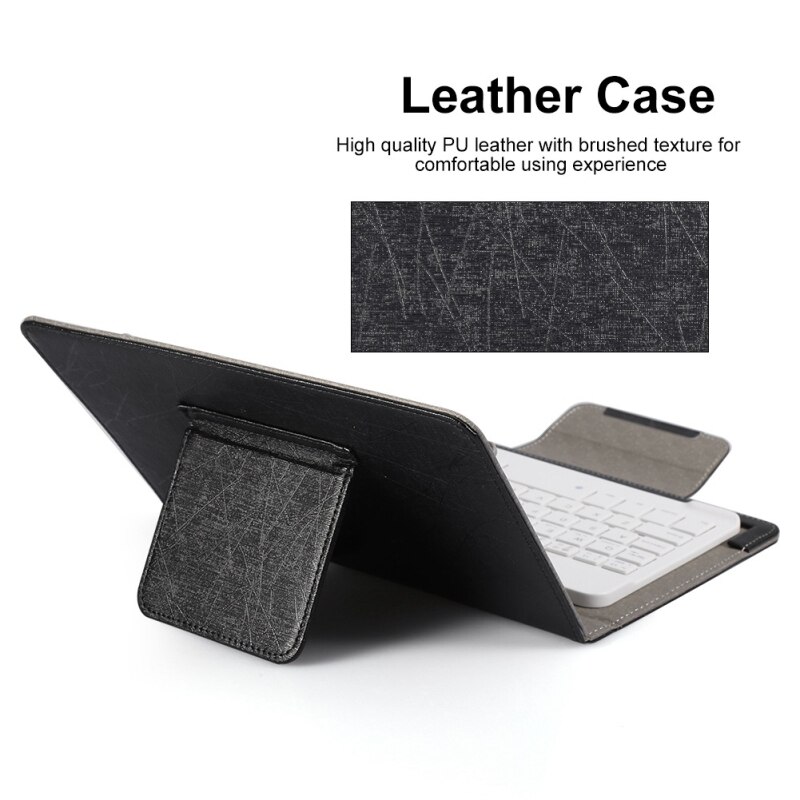 7 Inch/10 Inch Oplaadbare Bluetooth Toetsenbord Universele Draadloze Stille Stofdicht Toetsenbord Met Lederen Case Voor Tablet pc