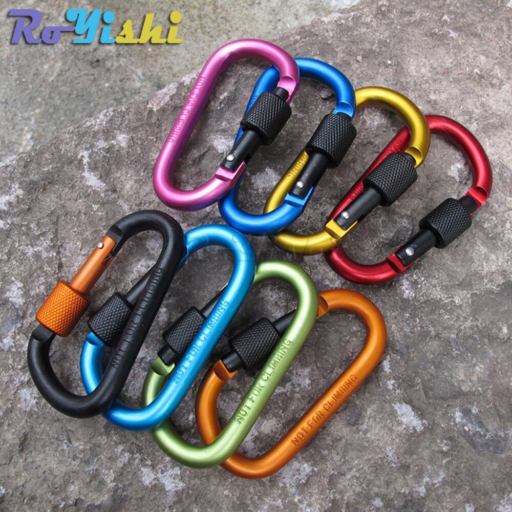 1 stuk aluminium karabijnhaak d-ring sleutelhanger clip karabijnhaak karabijnhaak camping sleutelhanger 8 kleuren