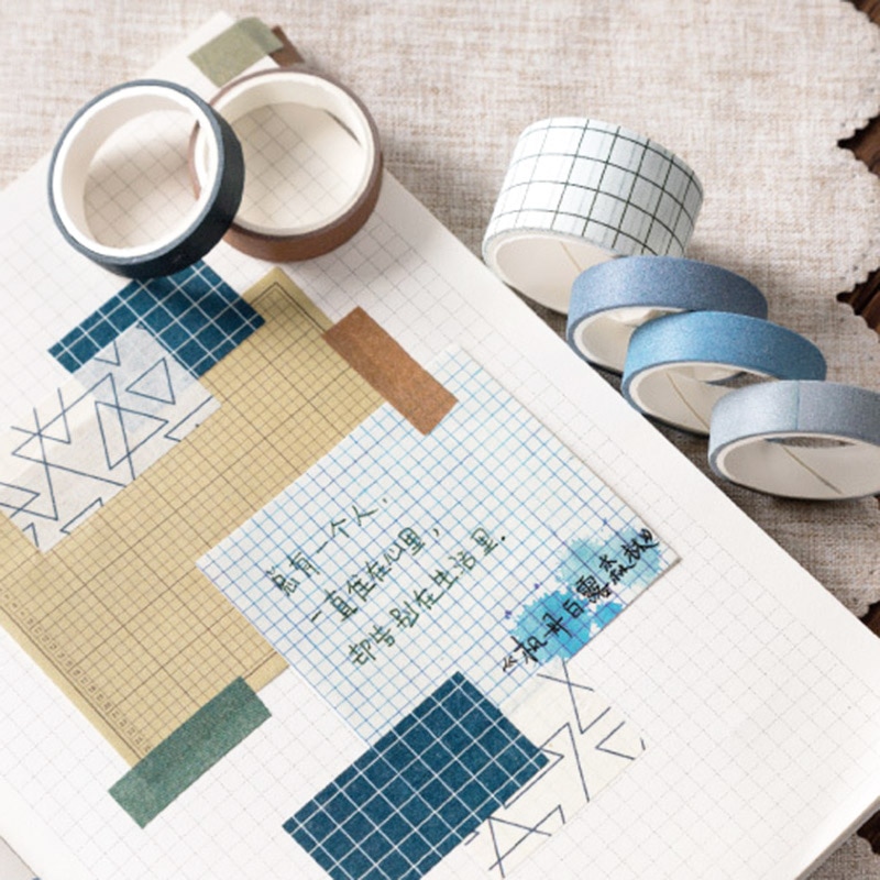 10Pcs/Set Decorative Adhesive Tape Kawaii Masking Tape Cute Grid Washi Tape Set For Kids DIY Scrapbooking Diary Photos Albums