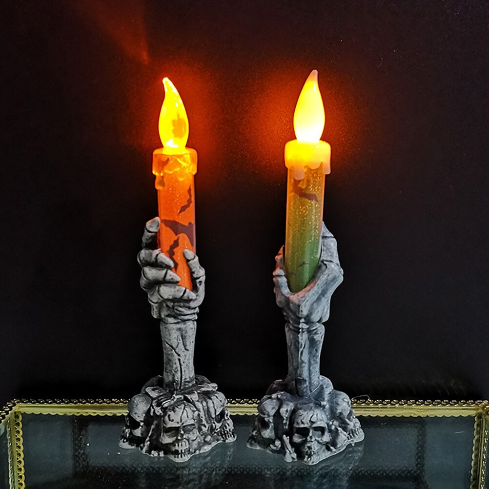 2 stuks Halloween Horror Skelet Handheld LED Kaars Licht Decoratie Spookhuis Skeletten Thuis Party Bar Decoratie