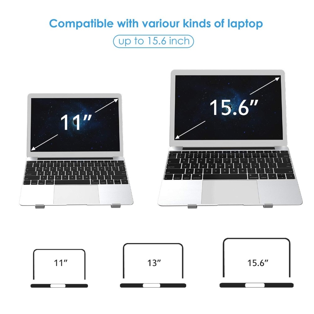 Seenda Folding Adjustable Laptop Stand Aluminum Alloy Portable Tablet Bracket Heat Reduction Holder Support 11-15.6 inches