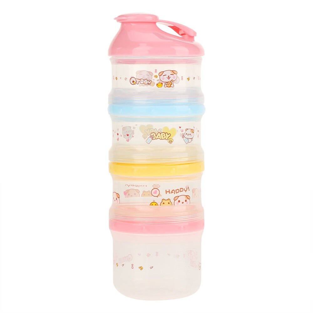 Formula Baby Milk Box Dispenser Portable Cartoon Pattern Baby Food Box Snacks Container 4 Layer Big Capacity