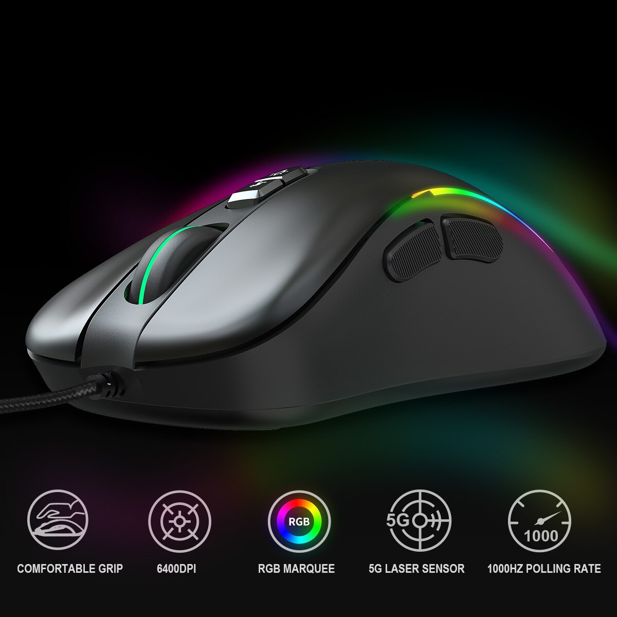 RGB Macro Programming Game Mouse 7 Keys Can Turn off Lights Support Various Games Wired Mouse Computer Mouse