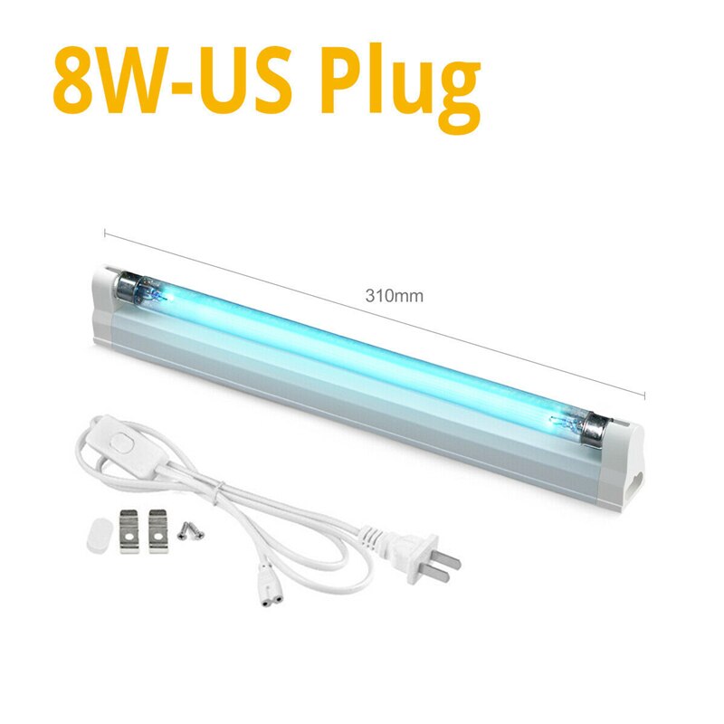 6W 8W UV Germicidal Disinfection Lamp UV LED Sterilize Lamp Ultraviolet Quartz linear Light Ozone Generator Sterilizer Lights: 8W 220V