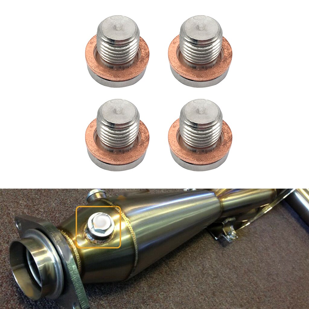 4 Set M12x1.25 Thread Silver 304 Stainless Steel O2 Oxygen Sensor Plug Bung Bolt