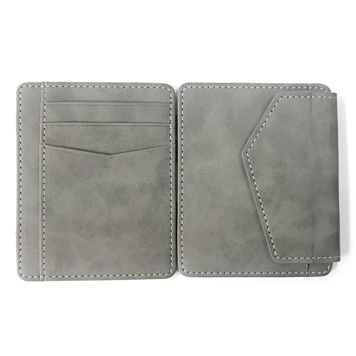 Mini Handmade open closure type bifold trick wallet smart pu magic wallet with strap: gray