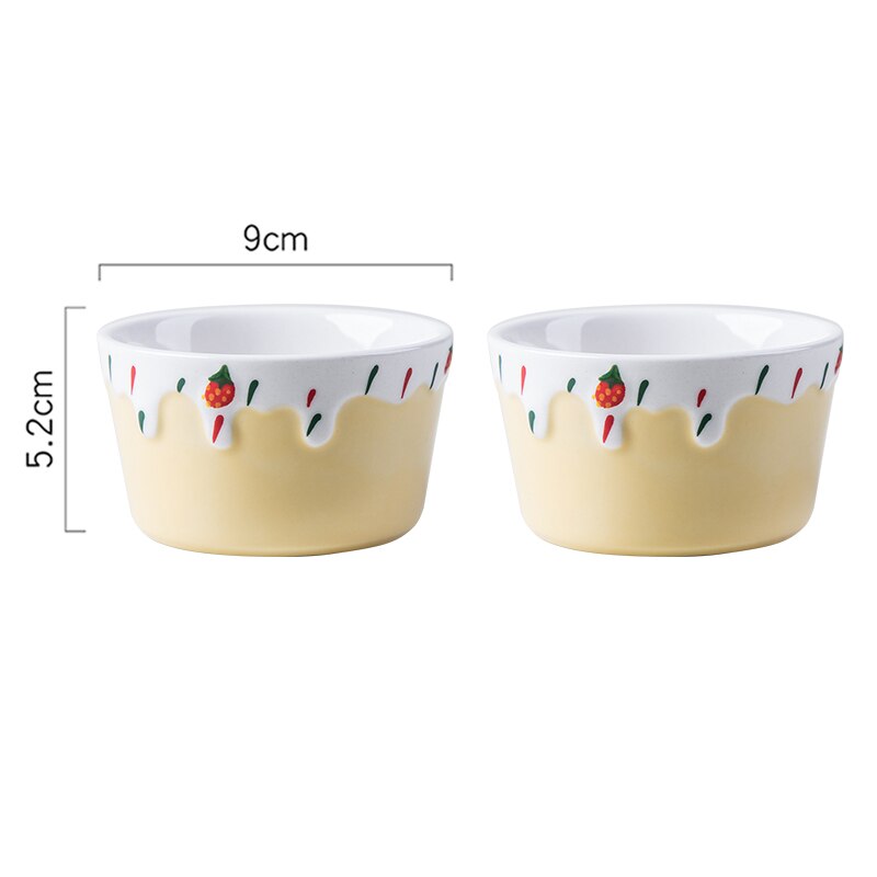 2 stk nordisk kjøkken liten kake pudding form baking mini bakebolle ovn spesielle keramiske høy temperatur resistente apparater: Gul
