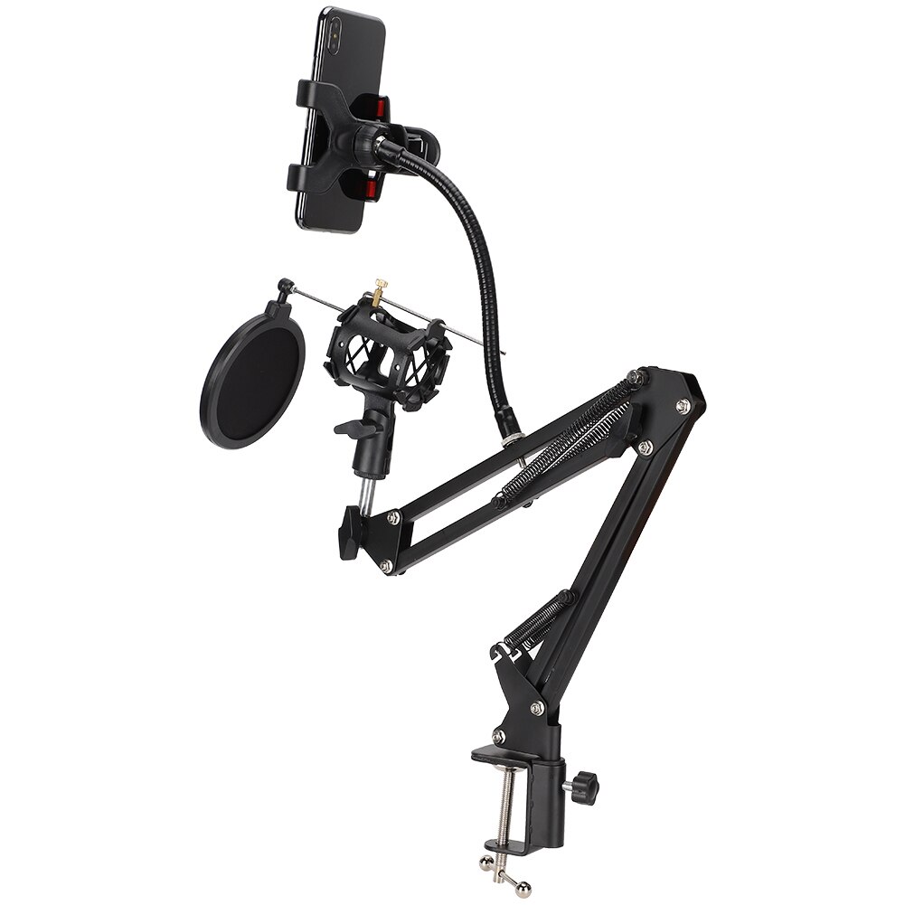 Adjustable Microphone Stand Set Folding Recording Support Clip Accessory Adjustable Rotating Mount 4.5cm / 1.7in