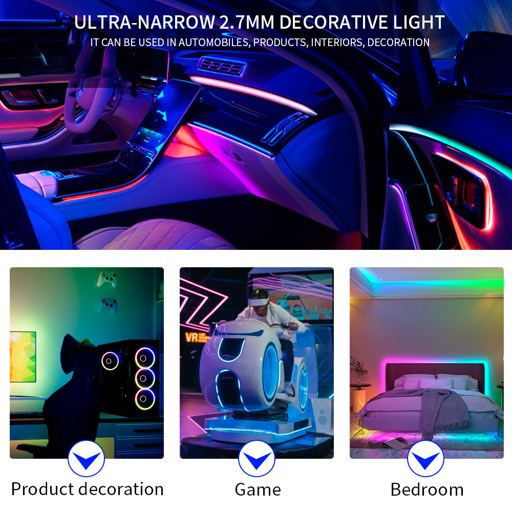 Ultra Narrow 2.7mm WS2812B LED Strip WS2812 160Leds/m individually addressable RGBIC Light Strip Dreamcolor DC5V/12V