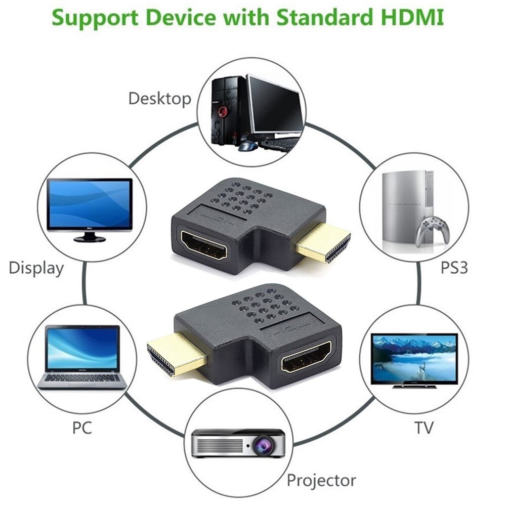HDMI Cable Adapter Converter 90 270 Degree Right Angle Male to Female Extender for 1080P HDTV PC PS3 Monitor Splitter Projector