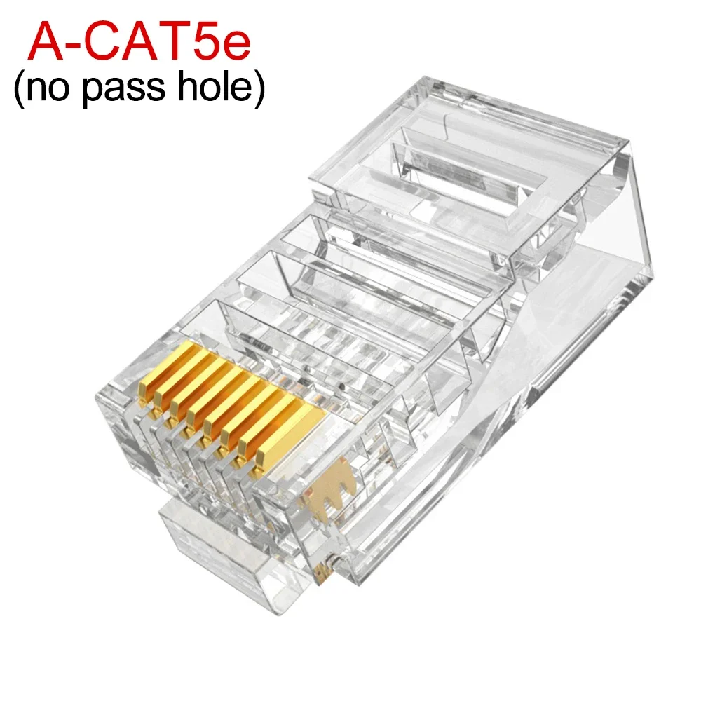 50/1Pcs CAT6 RJ45 Ends Ethernet Cable Crimp Pass Through Connectors CAT5E UTP Network Unshielded Modular Plug for PC Computer: Orange / 1m