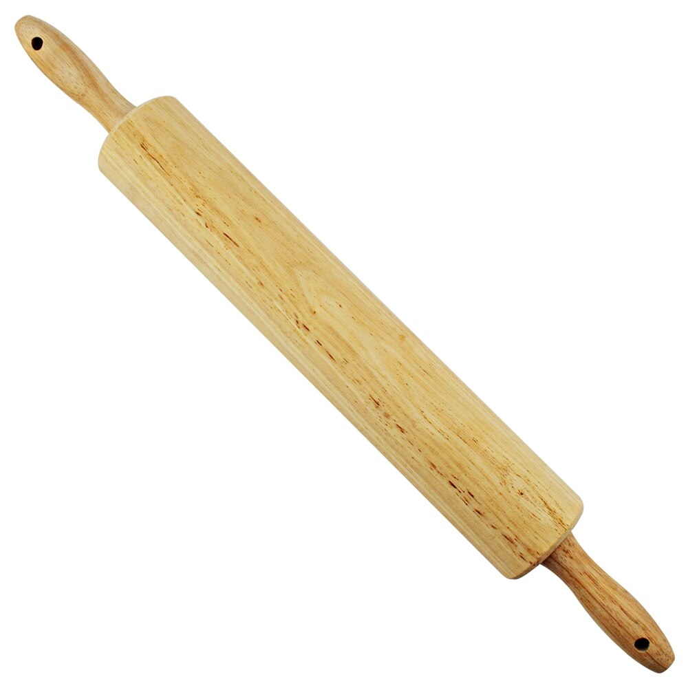 Ehz bakset grote siliconen bakmat extra dikke antiaanbaklaag bakmat voor gebak, zwijnenvlees, deegroller, bakmat: Houten deegroller