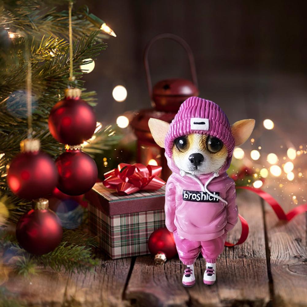 Standing Puppy Resin Doll Fashionable Dog Resin Doll Tiny Puppy Sculpture Ornaments For Christmas Decoration Home Adornments Sp