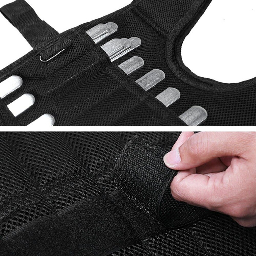 15kg 20kg 50kg Loading Weighted Vest For Boxing Training Equipment Adjustable Exercise Black Jacket Swat Sanda Sparring Protect