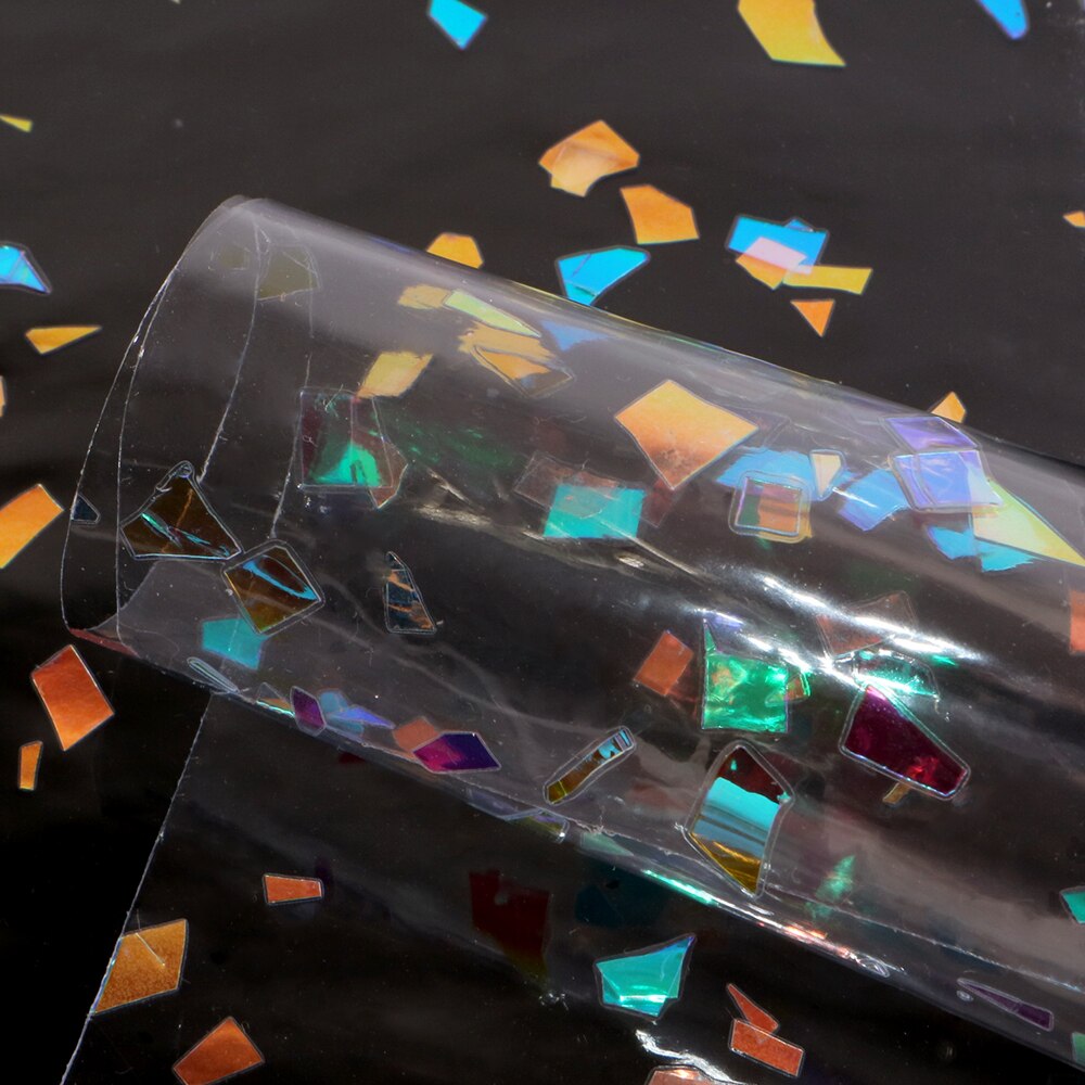 30*135cm Transparent Colorful Sequins Faux Leather Sheets For DIY Handmade Handbag Wallet Phone Case,1Yc6847