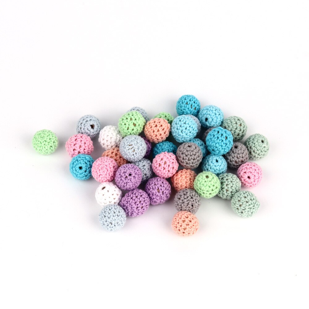 10 stücke holz Häkeln Perlen Ungiftig DIY Baby Zahnen Schmuck Halskette Anhänger Baby Beißring Spielzeug Natürliche Holz Perlen 20MM: MIX