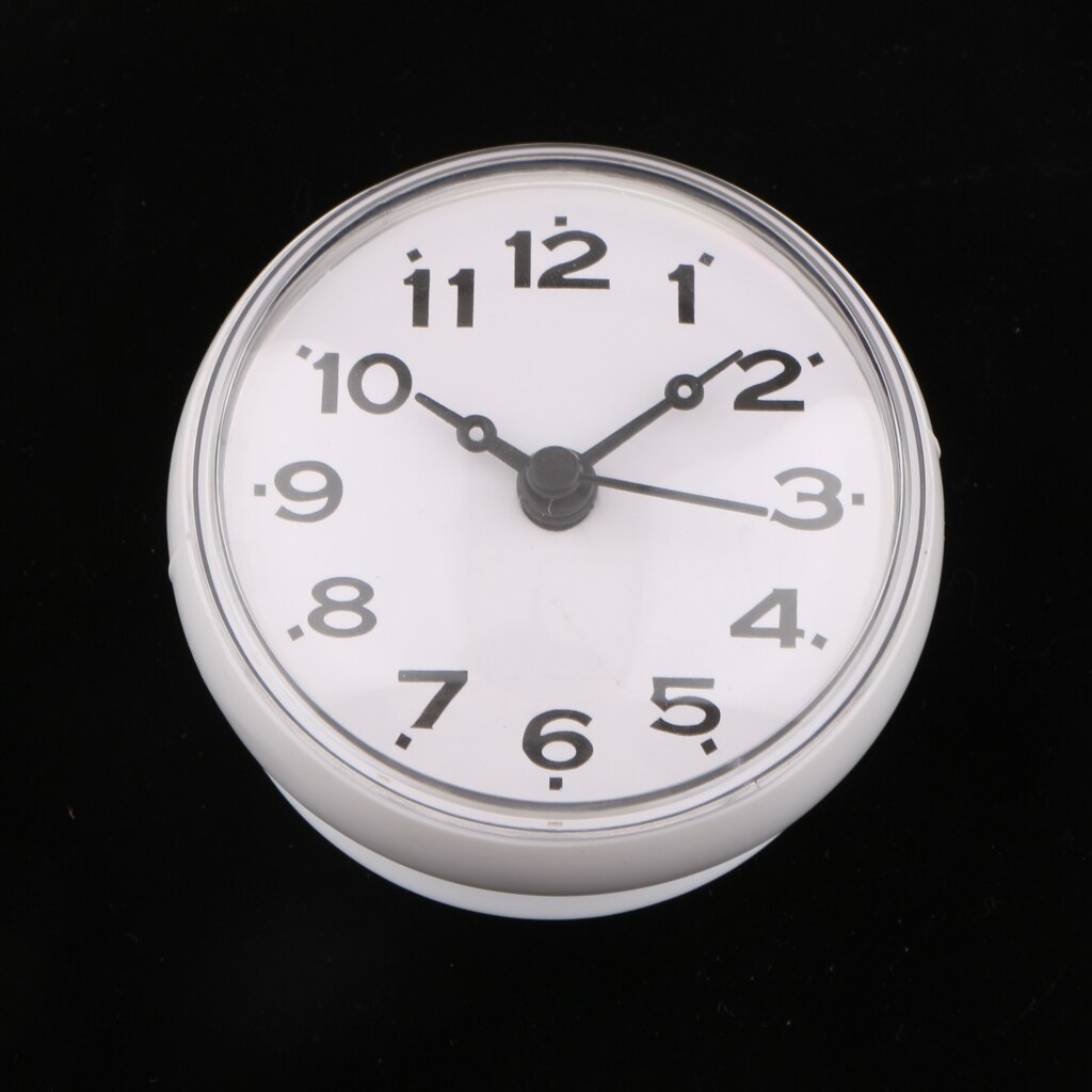 White Silicone PVC Mini Clock Suction Cup Clock Waterproof for Mirror Window