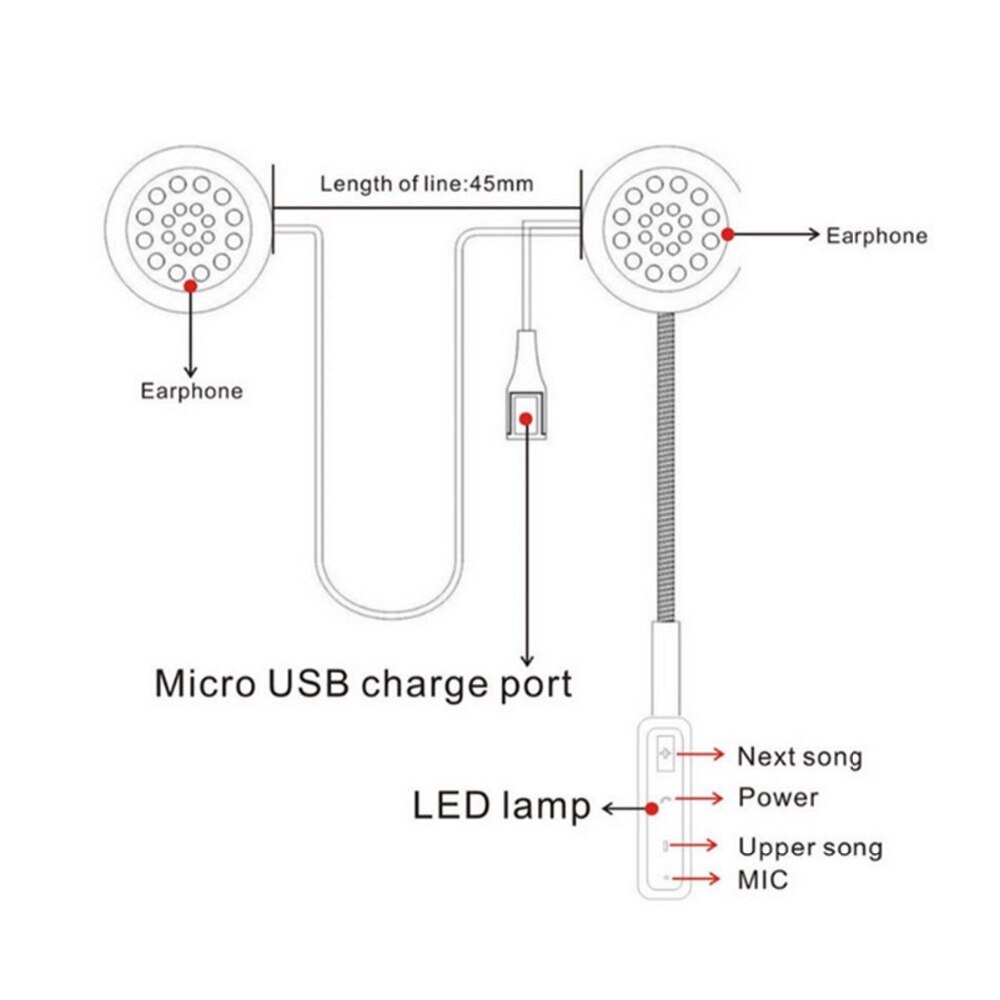 Helmet Motorcycle Headset Wireless Bluetooth Speaker Music For MP3 MP4