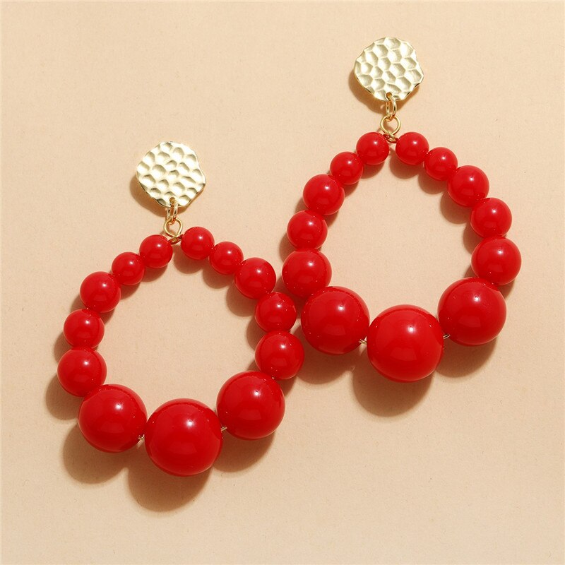 1 paar Bohemian Bunte Perlen Hyperbol Ohrringe Für Frauen Schrittweise Acryl Vintage Hängen Ohrringe Weibliche Partei Schmuck: A Bead Earrings
