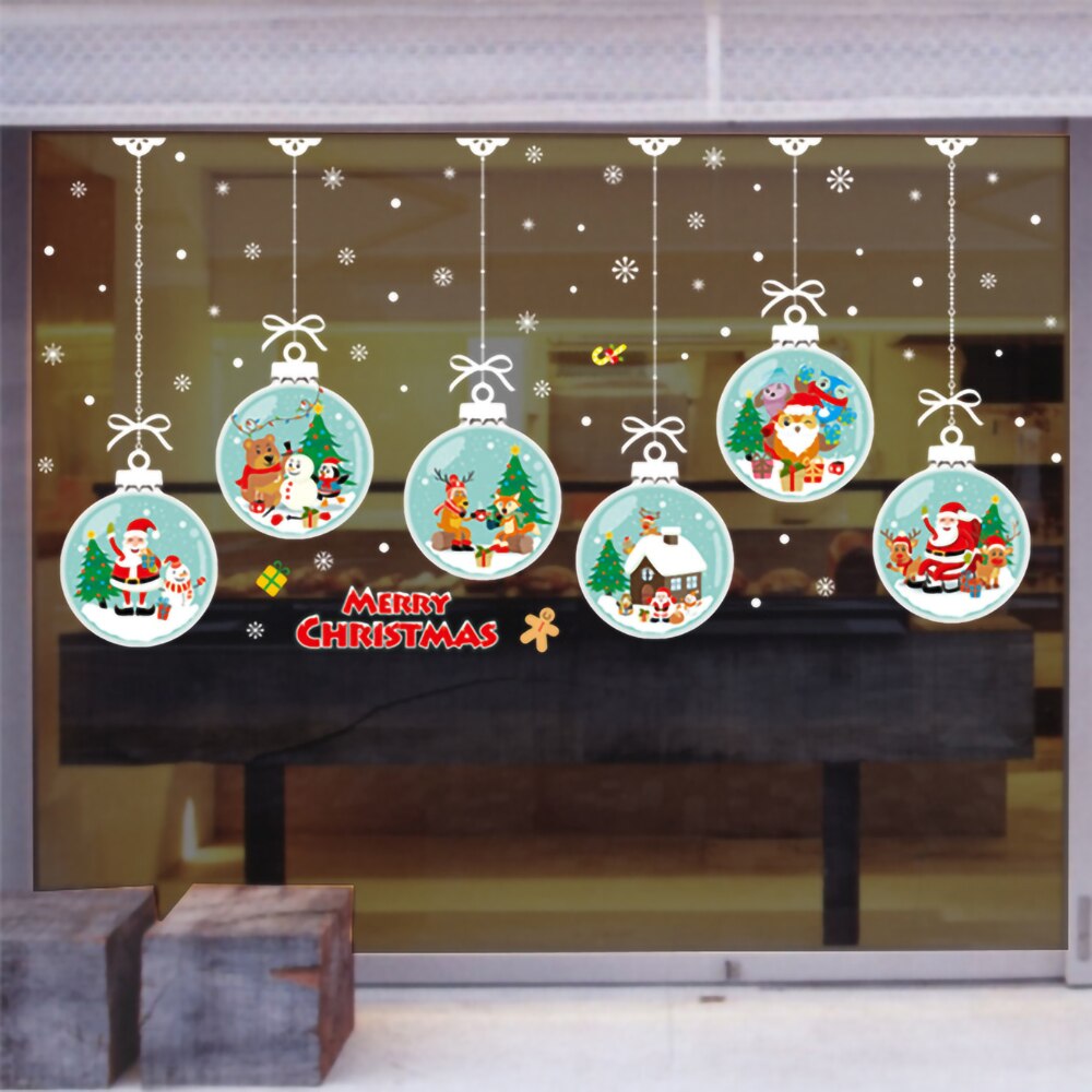 Non-adhesive static glass stickers, Christmas themed restaurant, clothing, shop glass, room living room glass window stickers: E21AMJ030