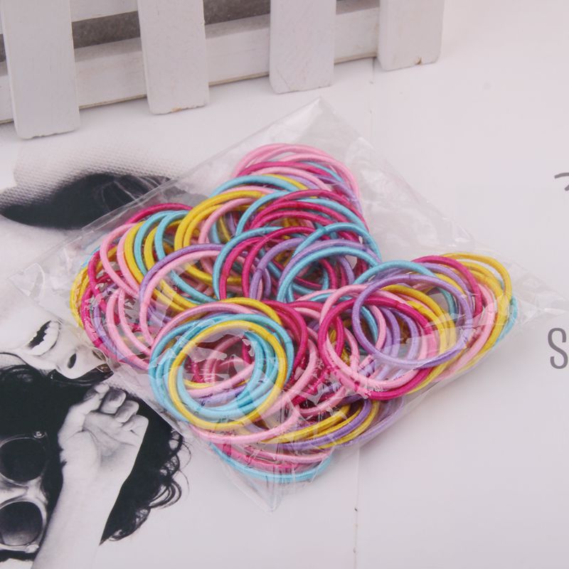 100pcs Hair Bands - 3cm Nylon Rubber Bands - Children Safe Elastic Ponytail Holder