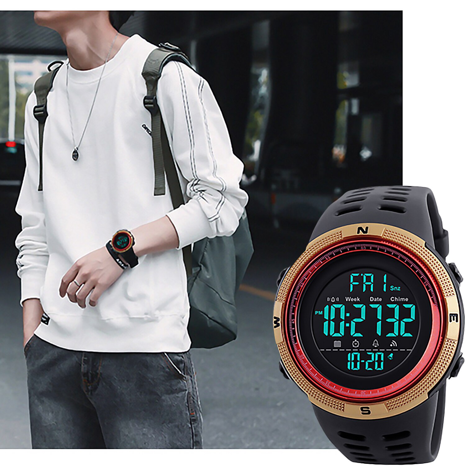 Gosear-Correa de reloj para Skmei, repuesto de plástico ajustable, a la , 1025, 1251, 1068, 0931, 1080