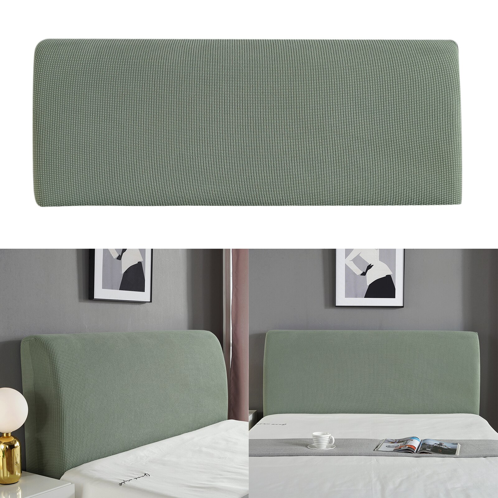 Stretch Bed Hoofdeinde Cover Jacquard Hoes Protector Dustaproof Voor Slaapkamer: Matcha Green