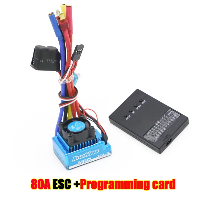 Waterproof 45A 60A 80A 120A Brushless ESC Electric Speed Controller Dust-proof for 1/8 1/10 1/12 RC Car Crawler RC Boat Part: Blue