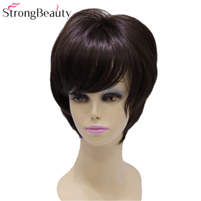 Peluca de cabello sintético para mujer, cabellera sintética lisa, resistente al calor, color marrón oscuro: 2T33