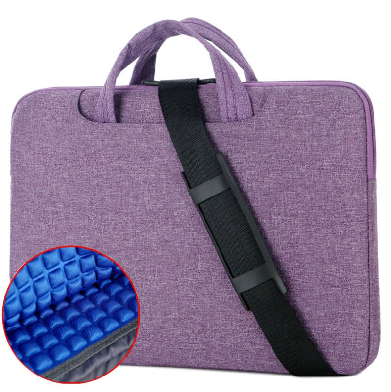 portable men's laptop bag waterproof Oxford cloth solid shockproof men's shoulder bag business tote: Purple