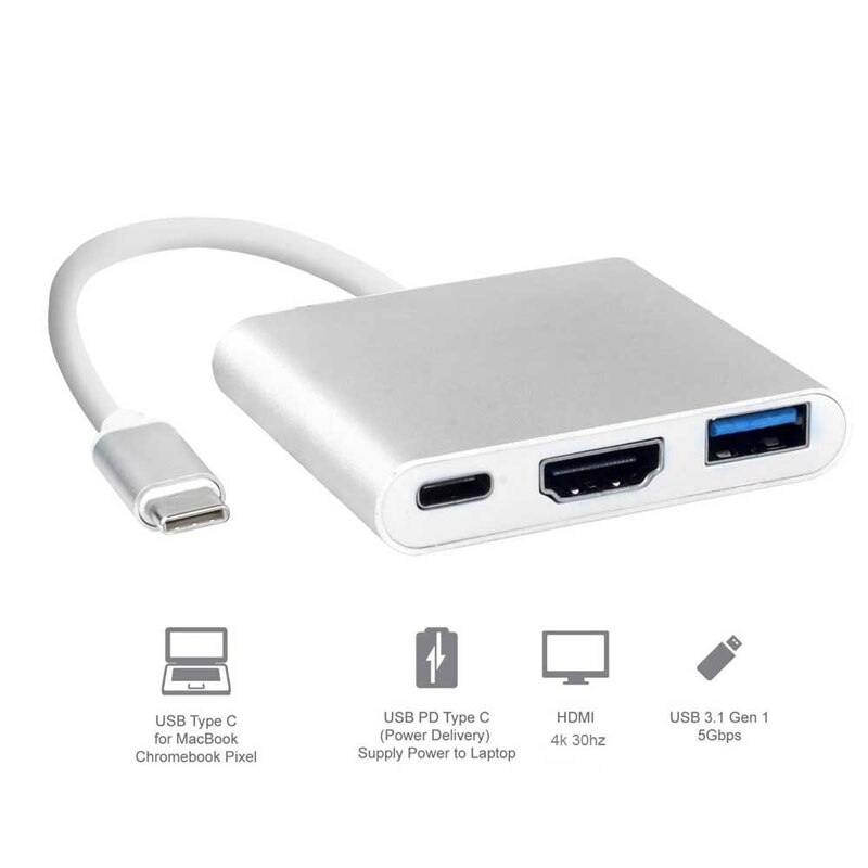 Usb C Hub Naar Hdmi-Compatibel Adapter Thunderbolt 3 Usb Type C Hub Voor Macbook Pro/Air/huawei Mate