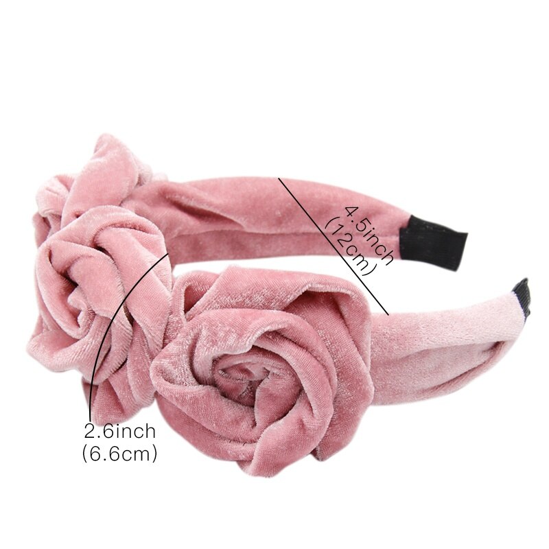 CN nueva diadema de terciopelo rosa flor diadema sólida para mujer maquillaje de cabeza aro de pelo accesorios para el cabello de niña