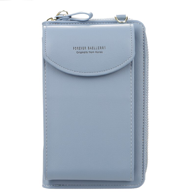 Carteira feminina para sempre baellery, carteira vertical para smartphone com zíper, bolsa de mão: Sky Blue