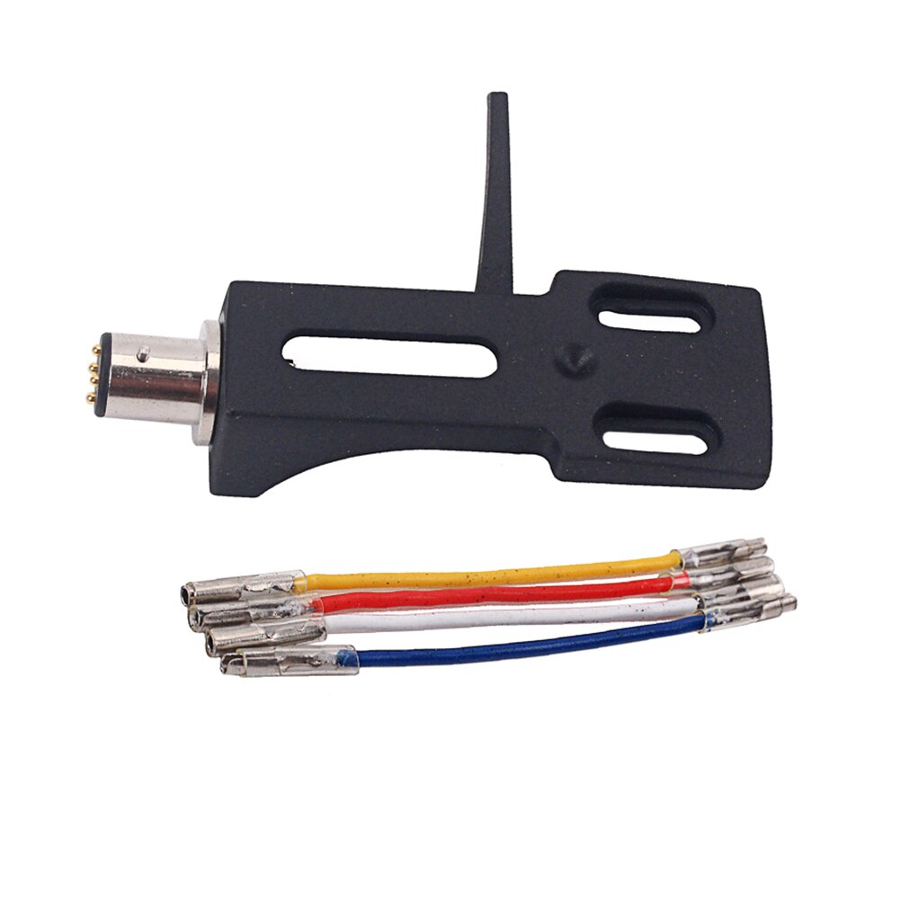 Tihebeyan Zwarte Plastic Draaitafel Headshell Mount met 4 Zuurstofvrije Koperen Looddraden, Universele LP Draaitafel Cartridge Phono Headshell Vervanging Mount
