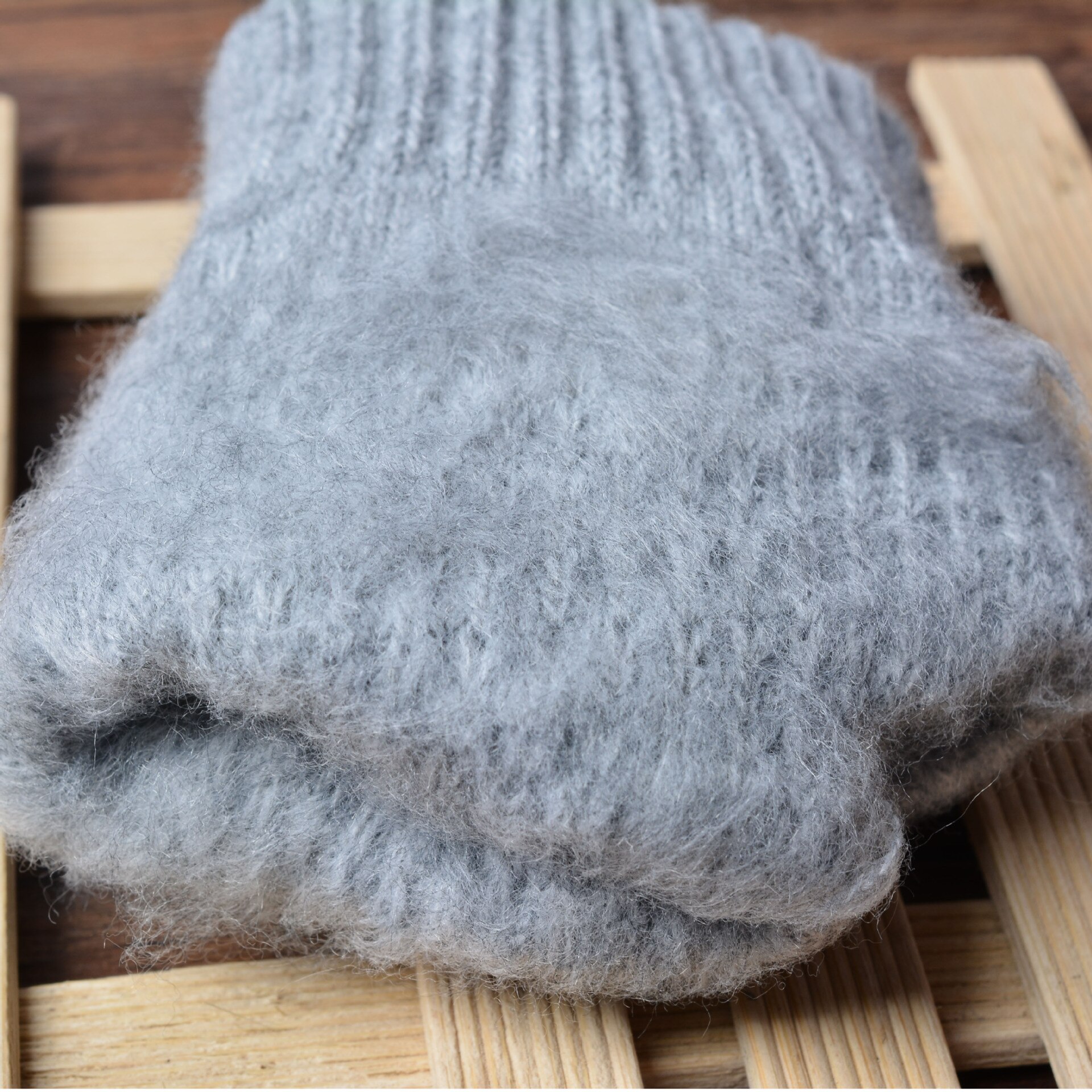 Guantes cálidos de invierno para pantalla táctil para hombre y mujer, de Cachemira fría, lana gruesa, de punto, para dedo completo, de Año