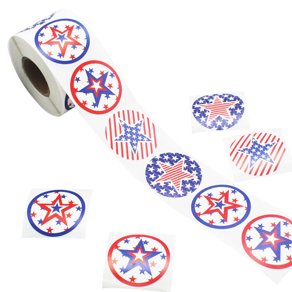 500pcs/roll Practical USA Sticker Home Decor Removable PVC Waterproof Patriotic Celebration Easy Apply American Independence Day