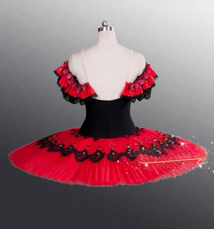 Ballet Tutu Red Paquita Ballet Pancake Swan Lake Tutu Ballerina Costumes Dancing Costume Figure Skating Dress Girls