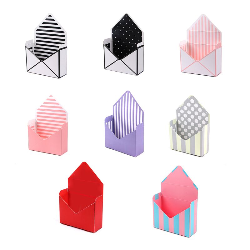 Creatieve Envelop Vouw Bloem Opbergdoos Wedding Engagement Party Decor Stip Strepen Gedrukt Karton Verpakking 8