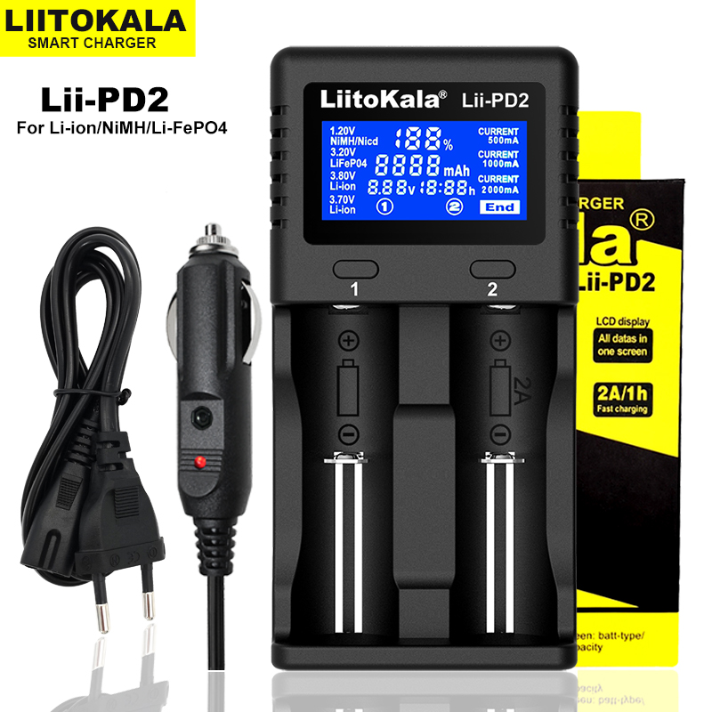 Liitokala Lii-PD4 Lii-S12 Lii-PD2 18650 Battery Charger For 3.7V 9V 26650 26670 18350 16340 18500 14500 1.2V NI-MH/CD AA AAA: Gold / us