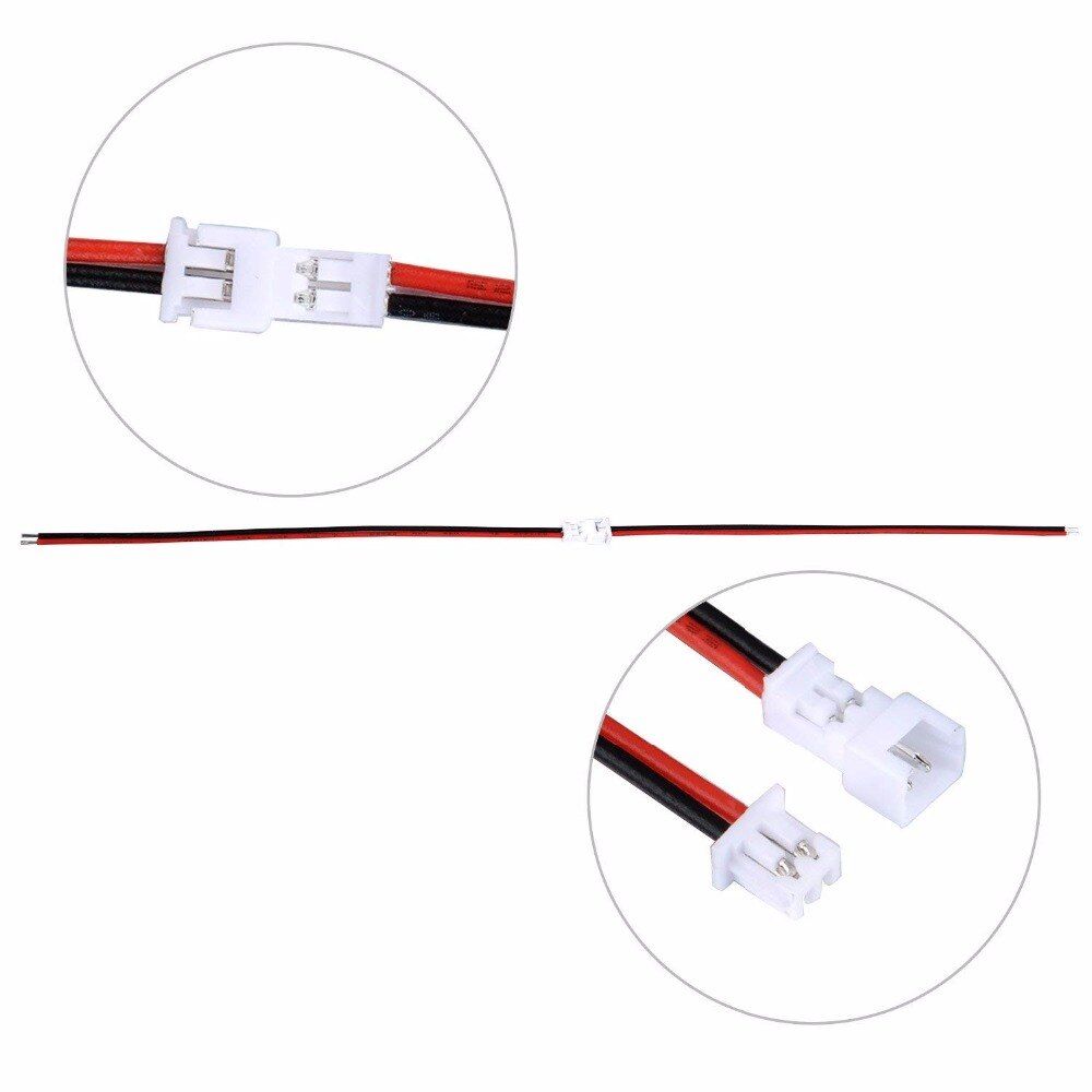 20 Pairs 1.25 mm JST 2 Pin Micro Electrical Male and Female Connector Plug with 10 cm Wire Cable ST309
