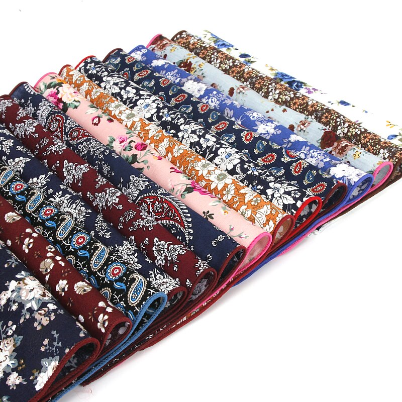 Brand Style Hankerchief Scarves Vintage Cotton Pocket Hankies Men's Pocket Square Handkerchief Flower Paisley Hanky