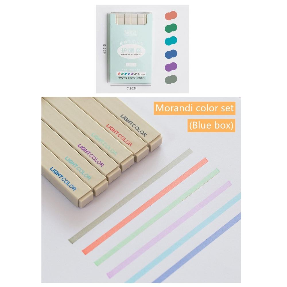 Ensemble de stylos marqueurs de couleur Super douce, à base d'encre, Morandi, couleurs Pastel, pointe de brosse pour dessin, peinture, Journal A6349, 6 pièces: Morandi color set