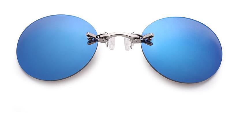 ISENGHUO Klassische Runde Clip Auf gläser Matrix Morphus Sonnenbrille Matrix Sonnenbrille Film sonnenbrille randlose sonnenbrille männer: Blau