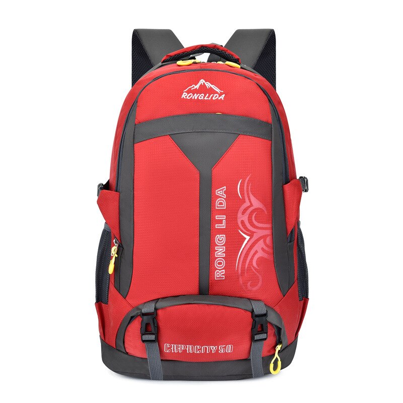50L unisex men's backpack travel back pack sports bag Nylon outdoor trekking hiking rucksack Climbing Camping backpack for male: red