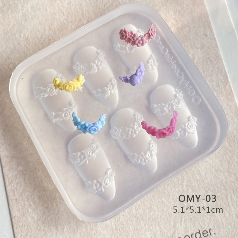 TSZS 1pc jupe mignonne dentelle sur les ongles silicone coeur arcs ruban 3D moule à ongles décorations d'art d'ongle Silicone beurre produits pour ongles: Violet