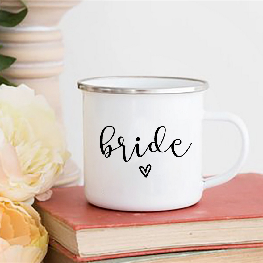 Team Bride Printed Mug Bachelorette Shower Party Wine Juice Cups Coffee Handle Cup Bridesmaid Mugs Maid of Honor: XH3548-A015WH-8